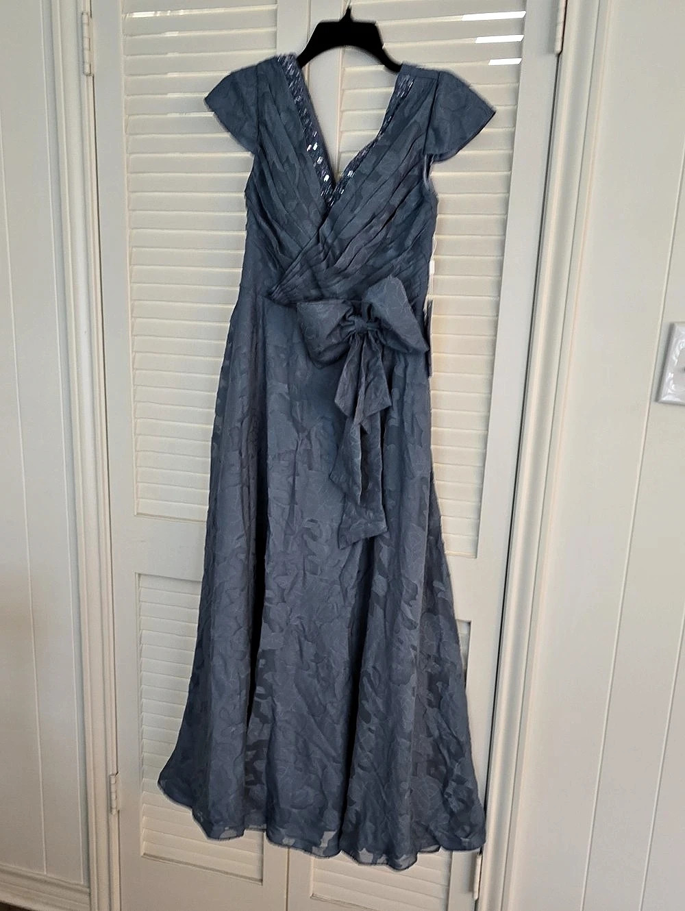 Beaded Neckline Maxi Dress in Blue Like New